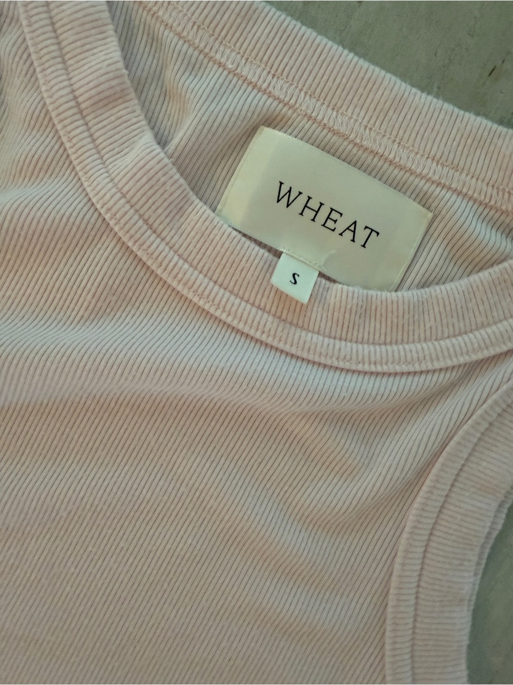WHEAT brand Ribbed Tank Top in Pale Pink